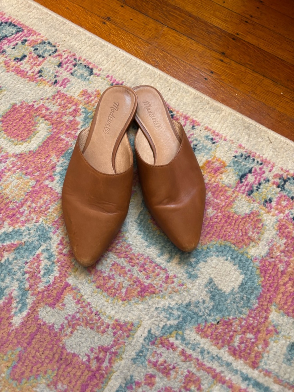 Madewell Brown Pointed Leather Backless Mules